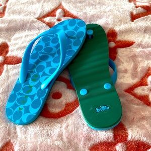 COACH 9 Parrot Blue Signature C ZAK Rubber Sandal Flip Flop NEW NO TAGS
